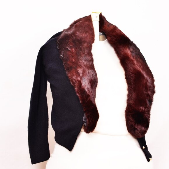 Vintage Turbo Orlon (Synthetic Cashmere) Sweater with Real Mink Collar - Picture 2 of 8